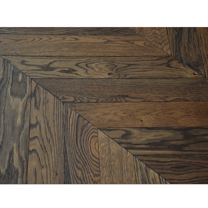 Factory wholesale wax oiled natural oak chevron flooring deep brushed engineered oak parquet flooring
