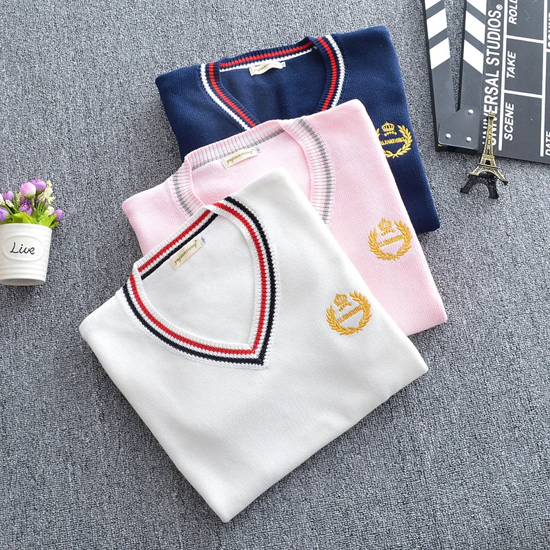 2022 Hot sale custom international primary school high school v-neck sweater school uniforms