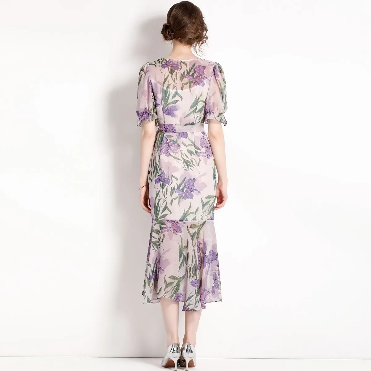 stock women manufacturers clothes wholesale vintage elegant lady floral american long Evening casual Dresses brand labels-8299