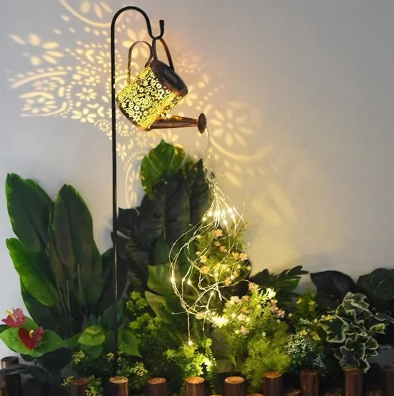 Solar LED Can Light Holders for Garden Outdoor - Waterproof Metal Landscape Holiday Solar Garden Lights