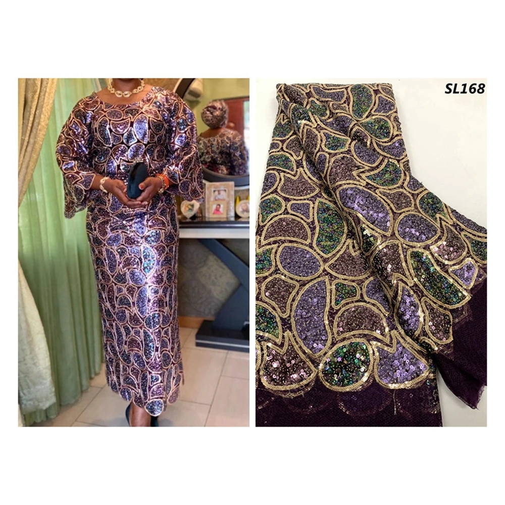 Sugarlady african tulle lace french lace wedding dress fabrics with sequins for party