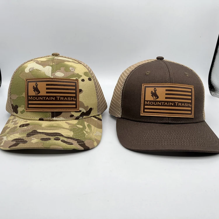 Custom Trucker Mesh Cap With Leather Pather