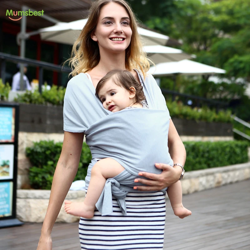 Free Shipping Grey Stretchy Infant Sling Perfect Baby Wrap Carrier for Newborn Babies up to 35 lbs