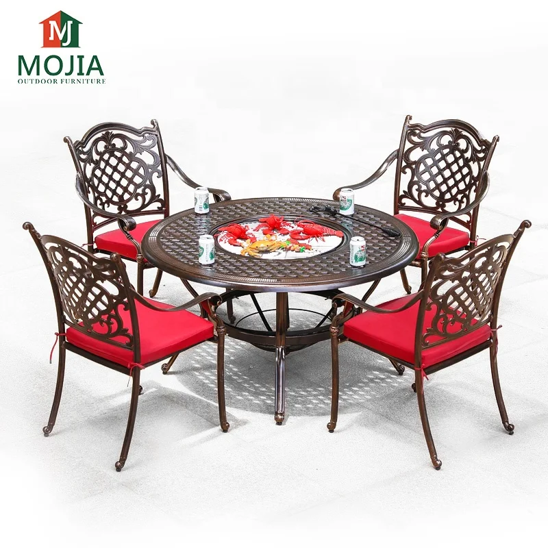  Уличная мебель традиционный резной обеденный набор для отдыха на открытом воздухе алюминиевые обеденные наборы патио