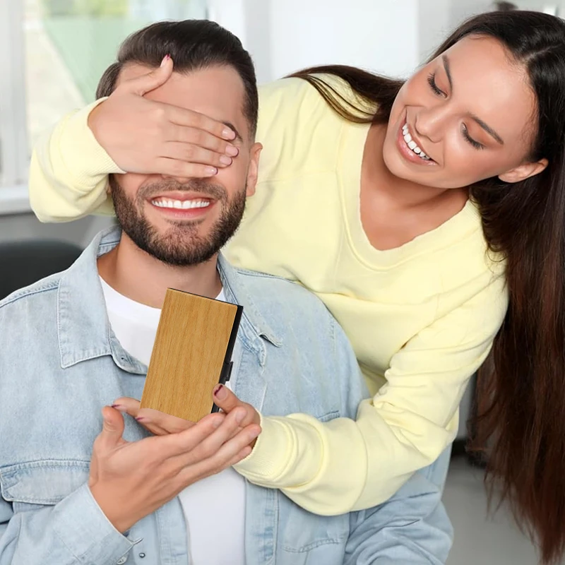 Customized Wholesale Resin Wooden Business Card Holder Pocket Phone Card Holders Bank Card Bag