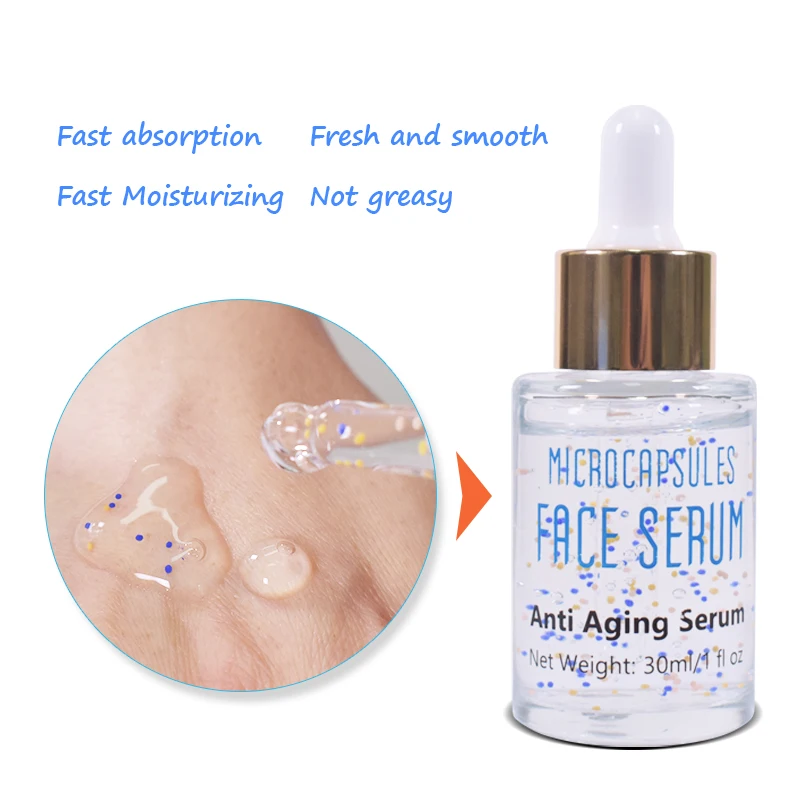 Custom OEM ODM Combined Plant Components Microcapsules Face Serum Smooth Hydrate Dry Skin Repairing Serum Moisturizing