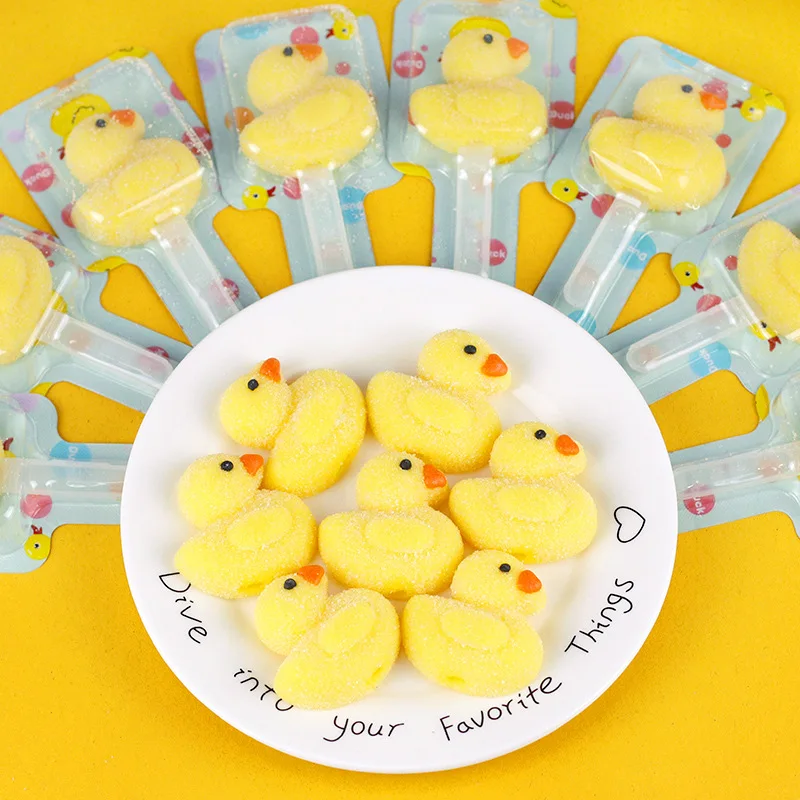 21 grams of yellow duck fudge kindergarten children snack cute cartoon lollipop wholesale box of candy