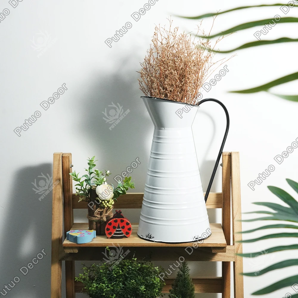 Customized Vase Small Rustic Vintage Farmhouse Garden Metal Tin Flower Pot Metal Planter Watering Can