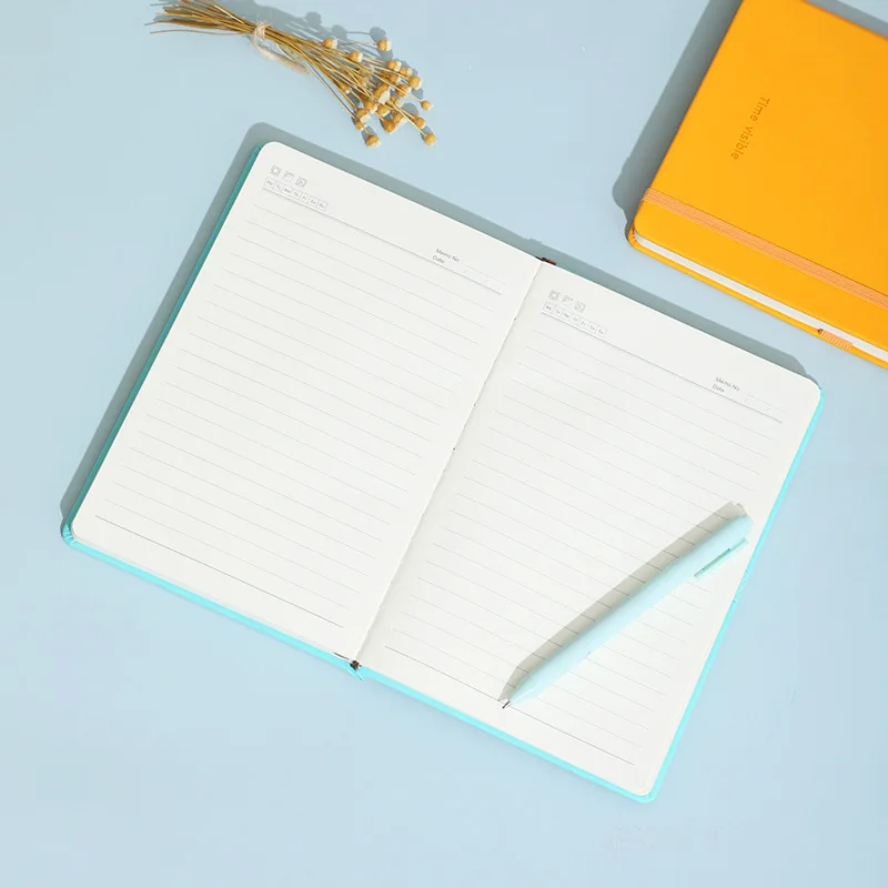 A5 Custom Logo PU Leather Self Care Journal Undated Daily Monthly Planner Corporate Use Promotional Hardcover Notebook