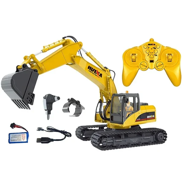 2024 New Huina 1535-1 Electric Excavator With Gripper Bit Remote Control Engineering Vehicle Model For Gifts Collection