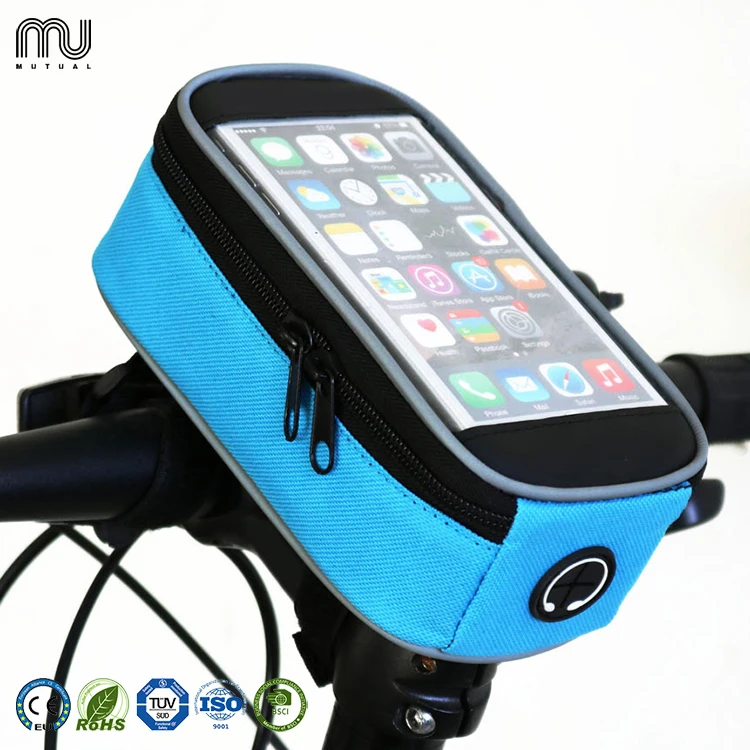 Wholesale custom waterproof handlebar bag phone mount wheel up bicycle bag cycling bike bags for cycling
