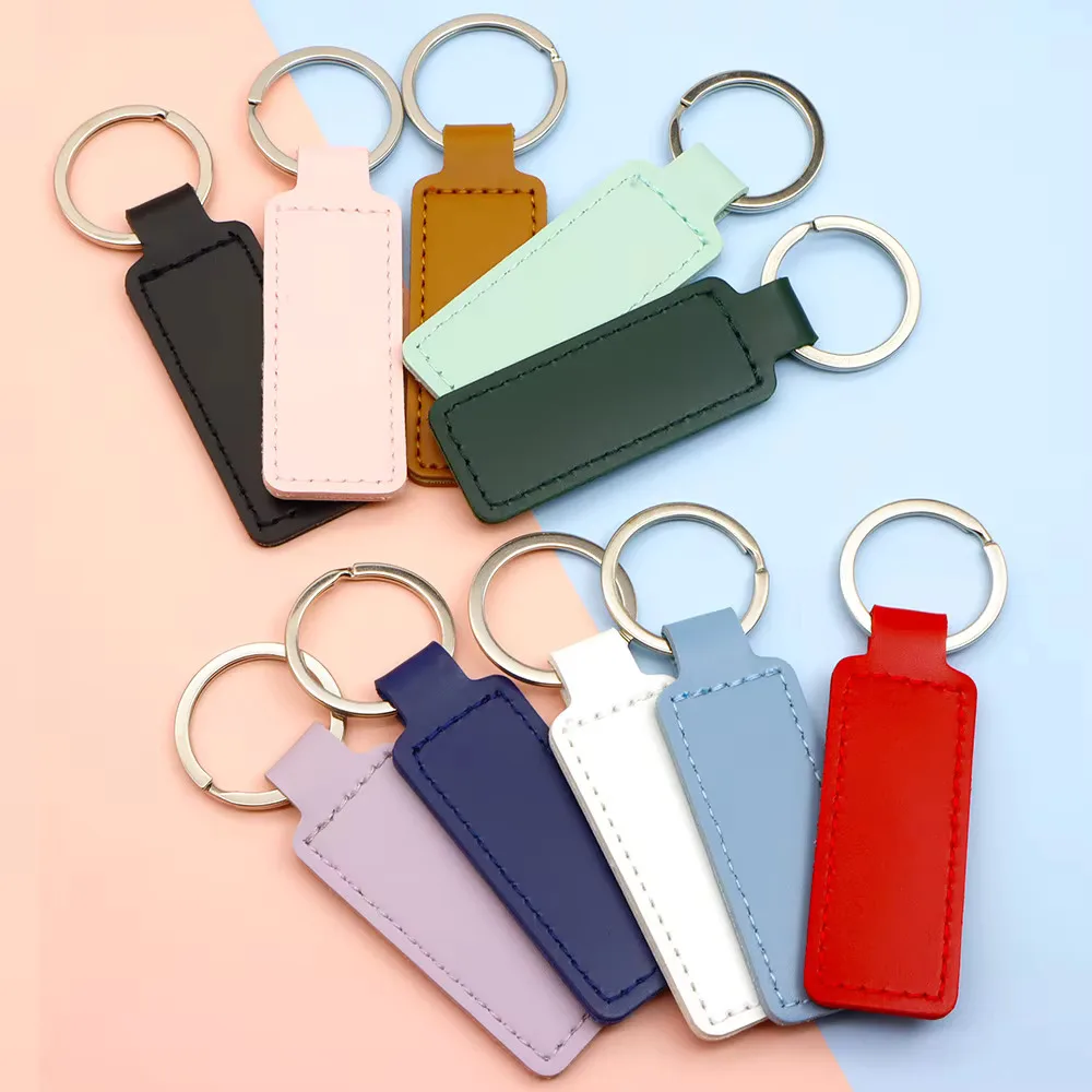 Promotional PU Leather Keychain Car Leather Keyring Manufacturer Custom Brand Logo Name Souvenir Key chain Wholesale