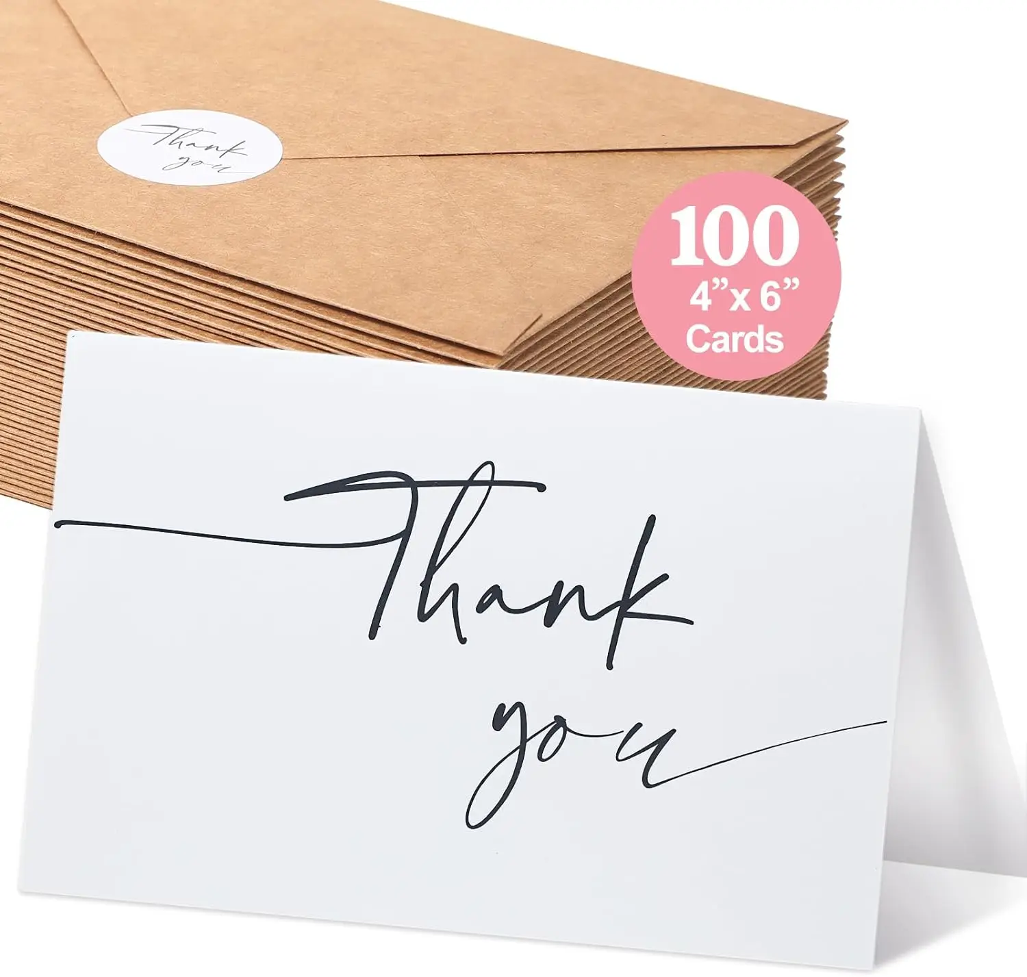 Hot sales Thank You Cards with Kraft Envelopes with Stickers  Minimalistic Design Bulk Gift Card Logo Print