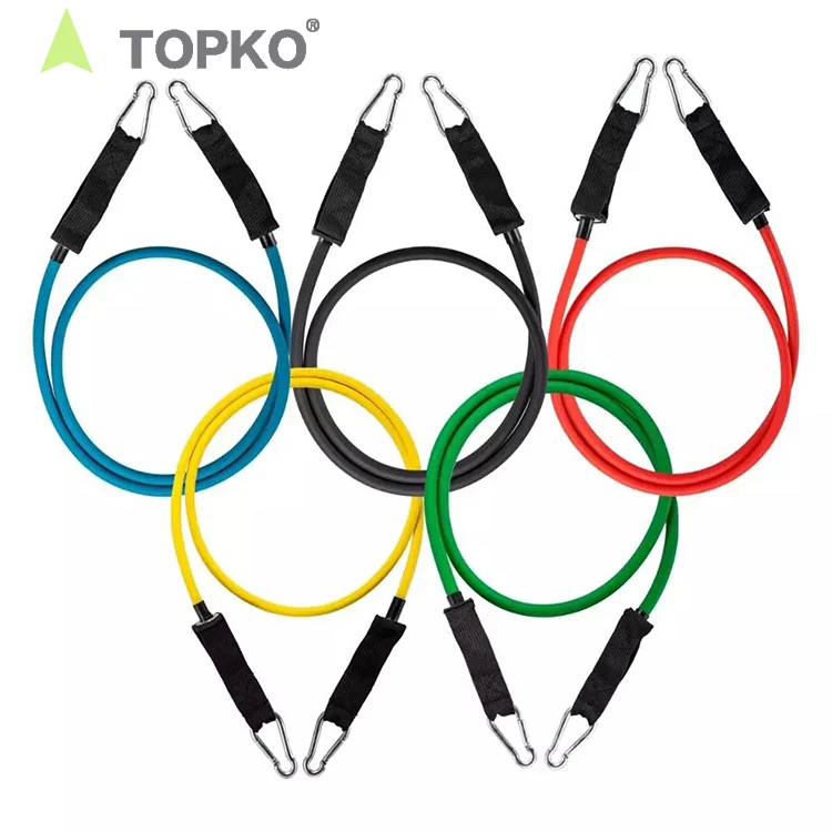 TOPKO фитнес натуральный ТПЭ Латекс упражнения эластичная резиновая трубка набор 11 шт. эластичные ленты