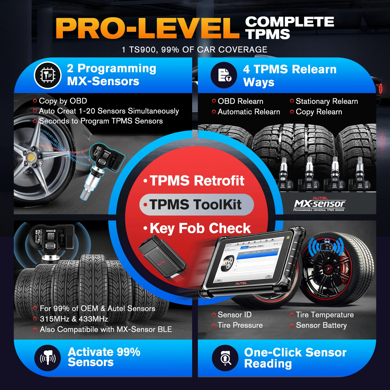 Autel MaxiTPMS TS900 Car OBD2 Scanner Tool TS 900 Vehicle Universal TPMS Sensor programming Professional Altar Diagnostic Tools