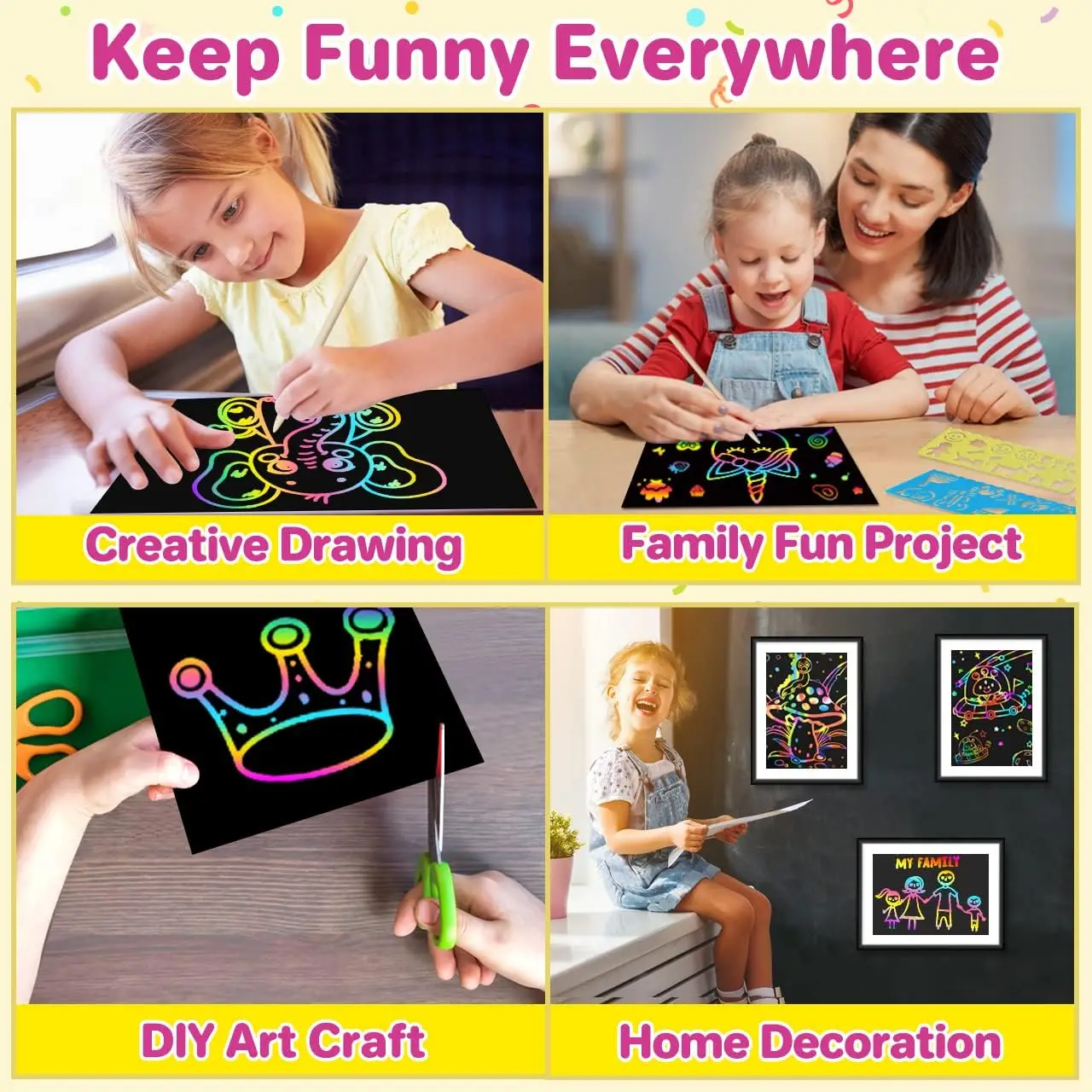 Wholesale Scratching Paper Scratch off Paper Art Cards Stencils Scratch Paper Art Notes For Kids