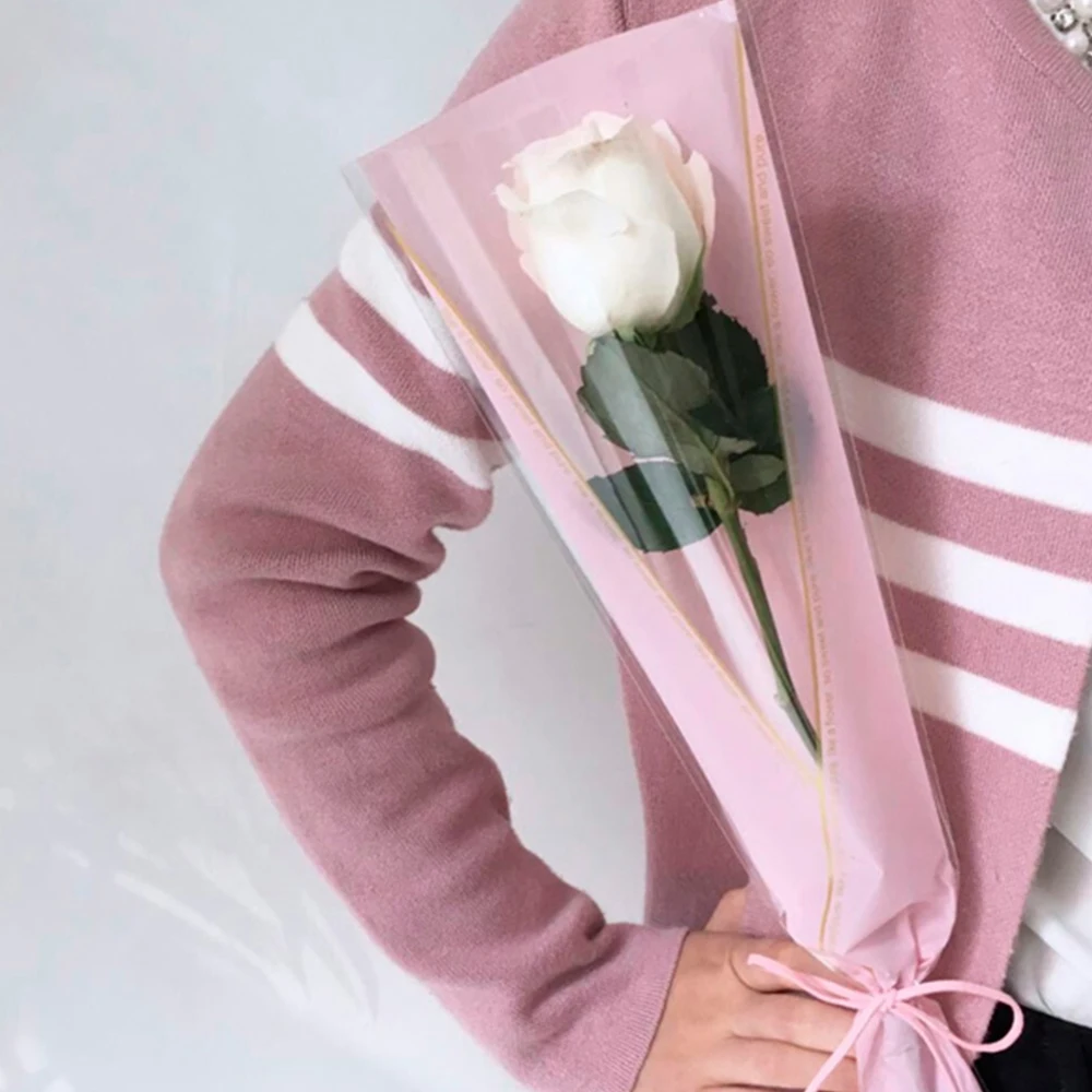 Дешевая целлофановая Цветочная оберточная бумага в золотую Полоску Новинка одинарный оберточный рукав для букета