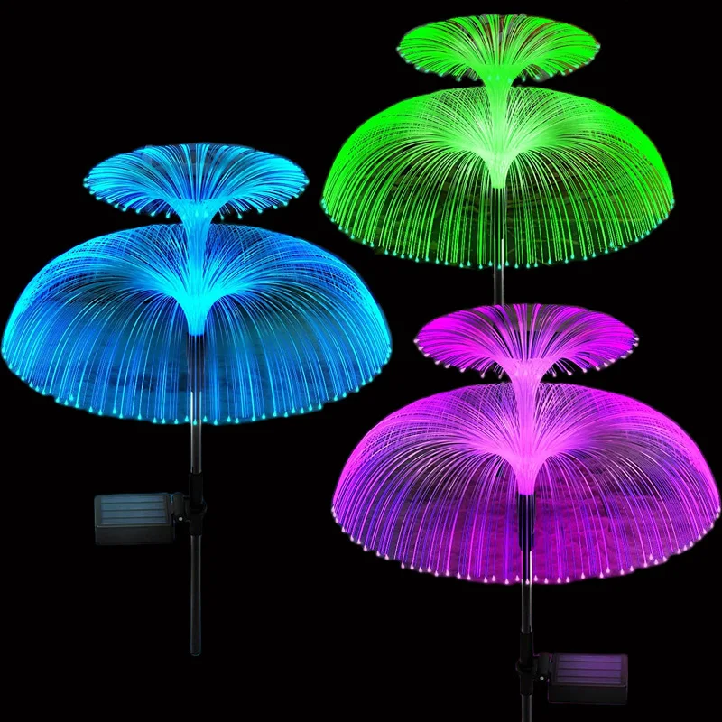 Newish Outdoor Waterproof 7 Color Changing Solar Double Jellyfish Garden Lights for Walkway Lawn Backyard Jellyfish lamp