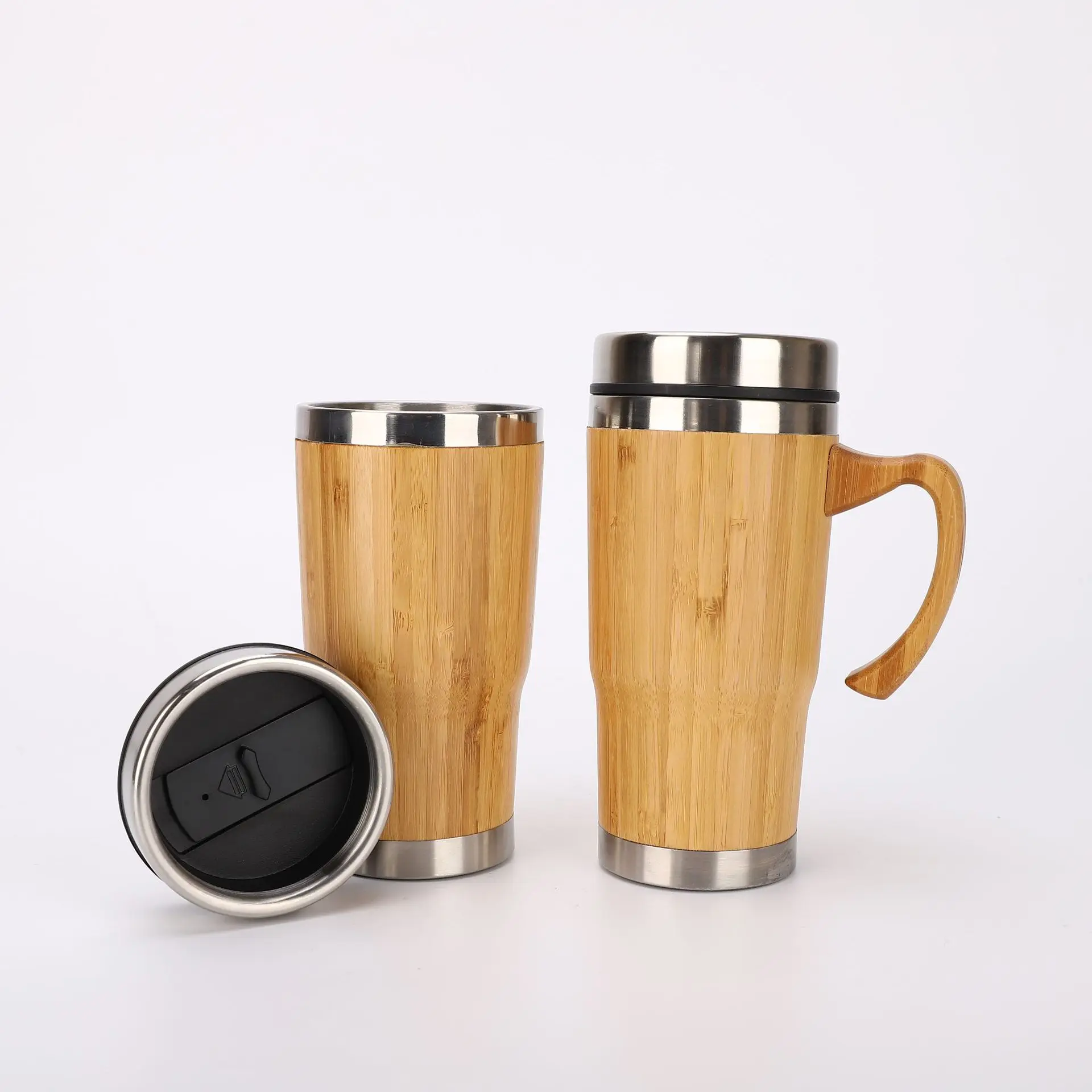 eco friendly stainless steel coffee travel mug 450ml bamboo coffee cups with lid