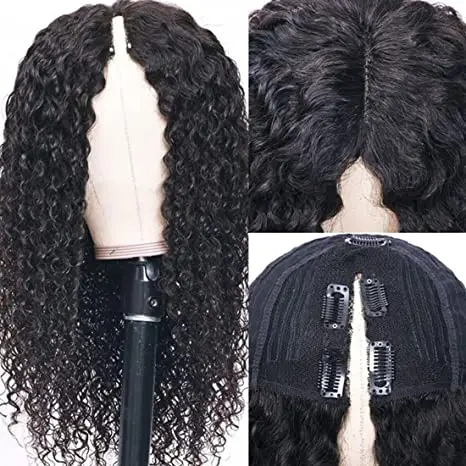 Wholesale Upart Human Hair Wigs,100 Human Hair Wig Raw Burmese Curly Hair Wigs,180% Density U Part Wigs For Black Women