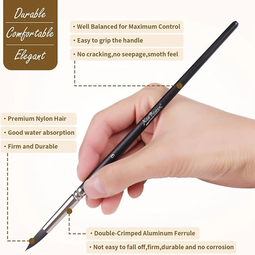 Xin Bowen artist brush Gun black copper tube nylon hair paintbrush quality watercolor oil painting artist brush set