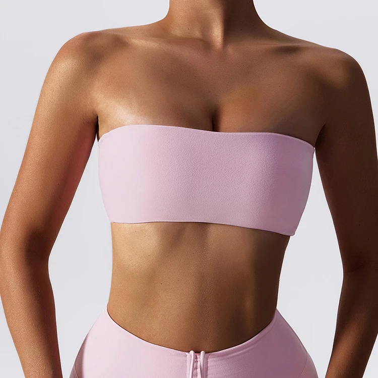 Private Label Fitness Wear Beautiful Push Up Padded Strapless Buttery Soft Sports Bra for Women Contour bra