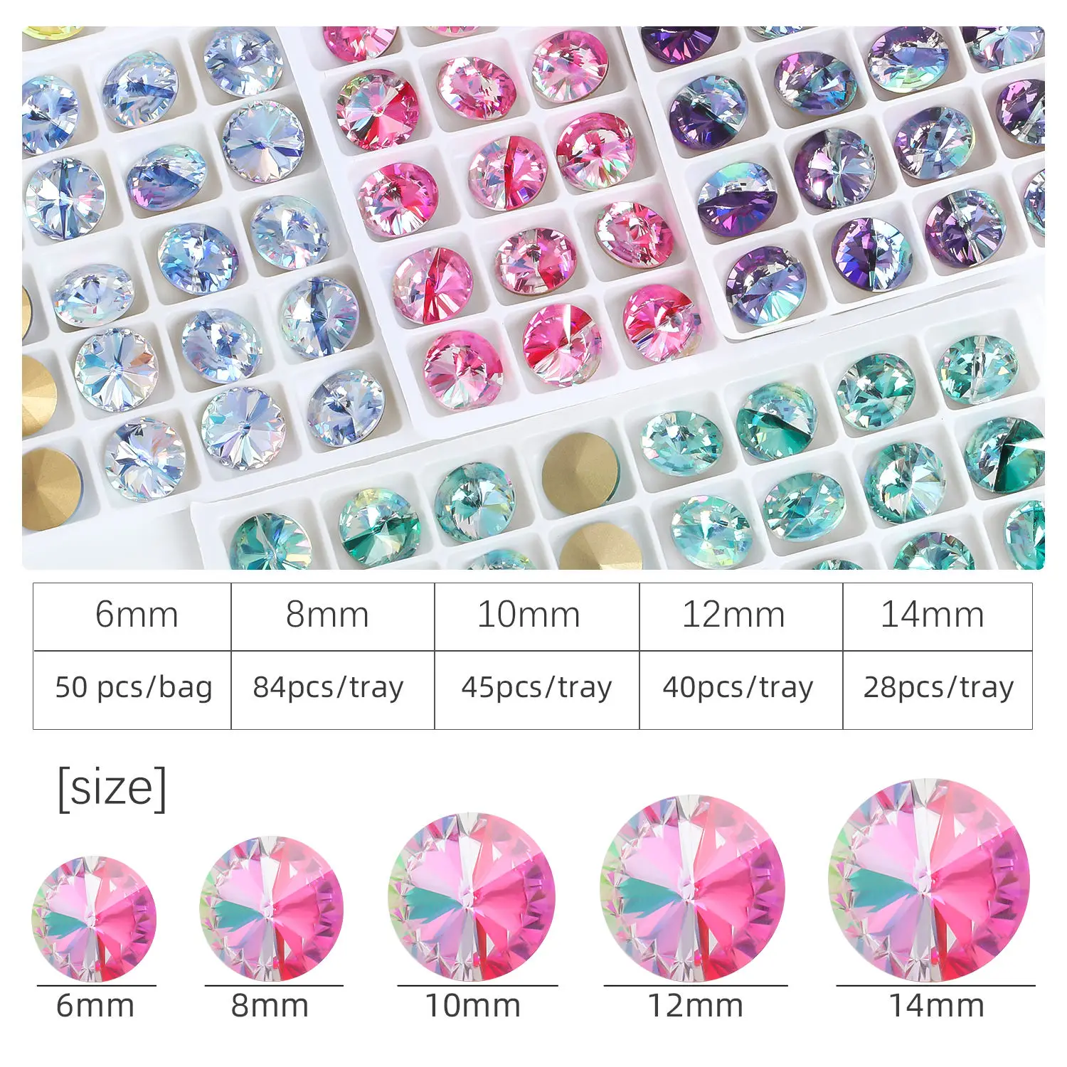 AW K9 Glass laser color  Rivoli Satellite Point Back Stones  high quality  DIY necklace crystal brilliant Garment accessories