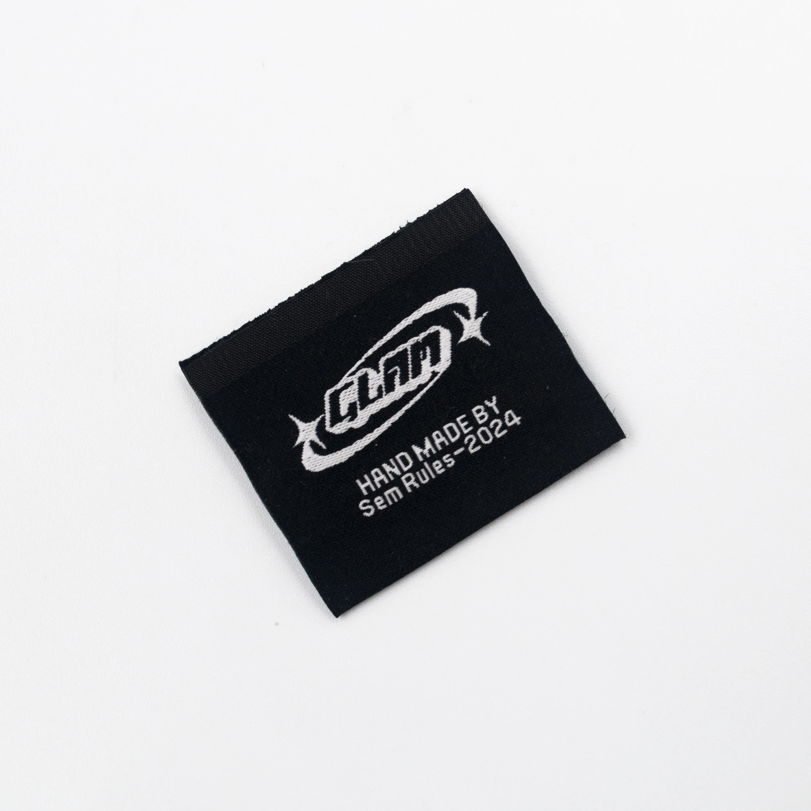 Custom Machine Woven Damask Brand Name Neck Tags Labels for Clothings