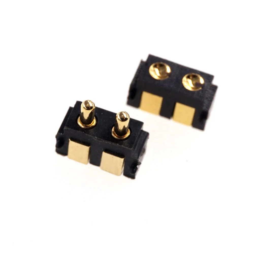 SMT Spring-Loaded Pogo Pin Connector 2 Pin 2.5 mm Grid  5.5 mm Height PCB Right Angle Surface Mount Pitch 2.5mm