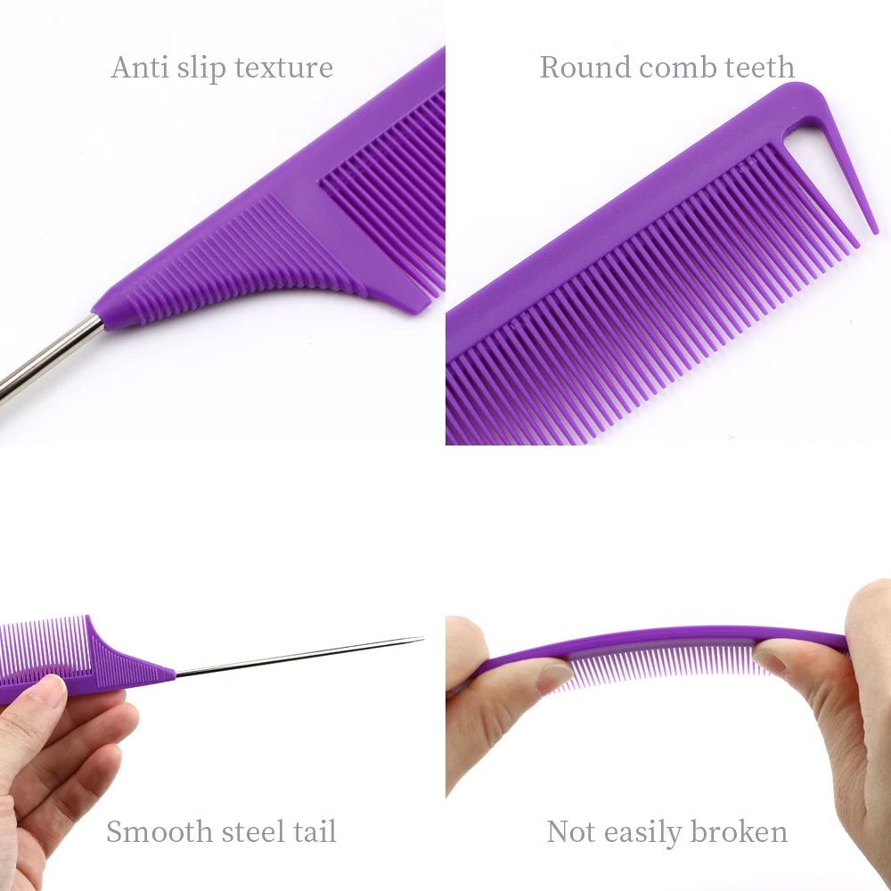 3 Pieces Hair Styling Comb Set Teasing Rat Tail Comb for Woman Baby Hair Combing Double Sided Edge Control Brush