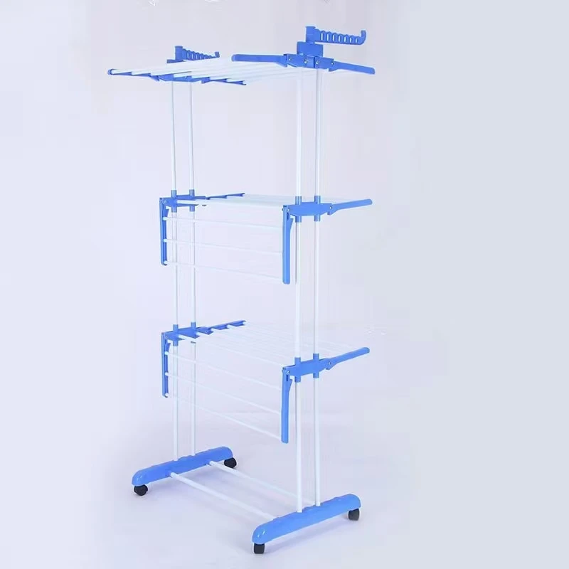 High Quality 4-Tier Foldable Metal Indoor Shoe Clothes Dryer Excellent Balcony Oversize Collapsible Standing Rack Bathroom