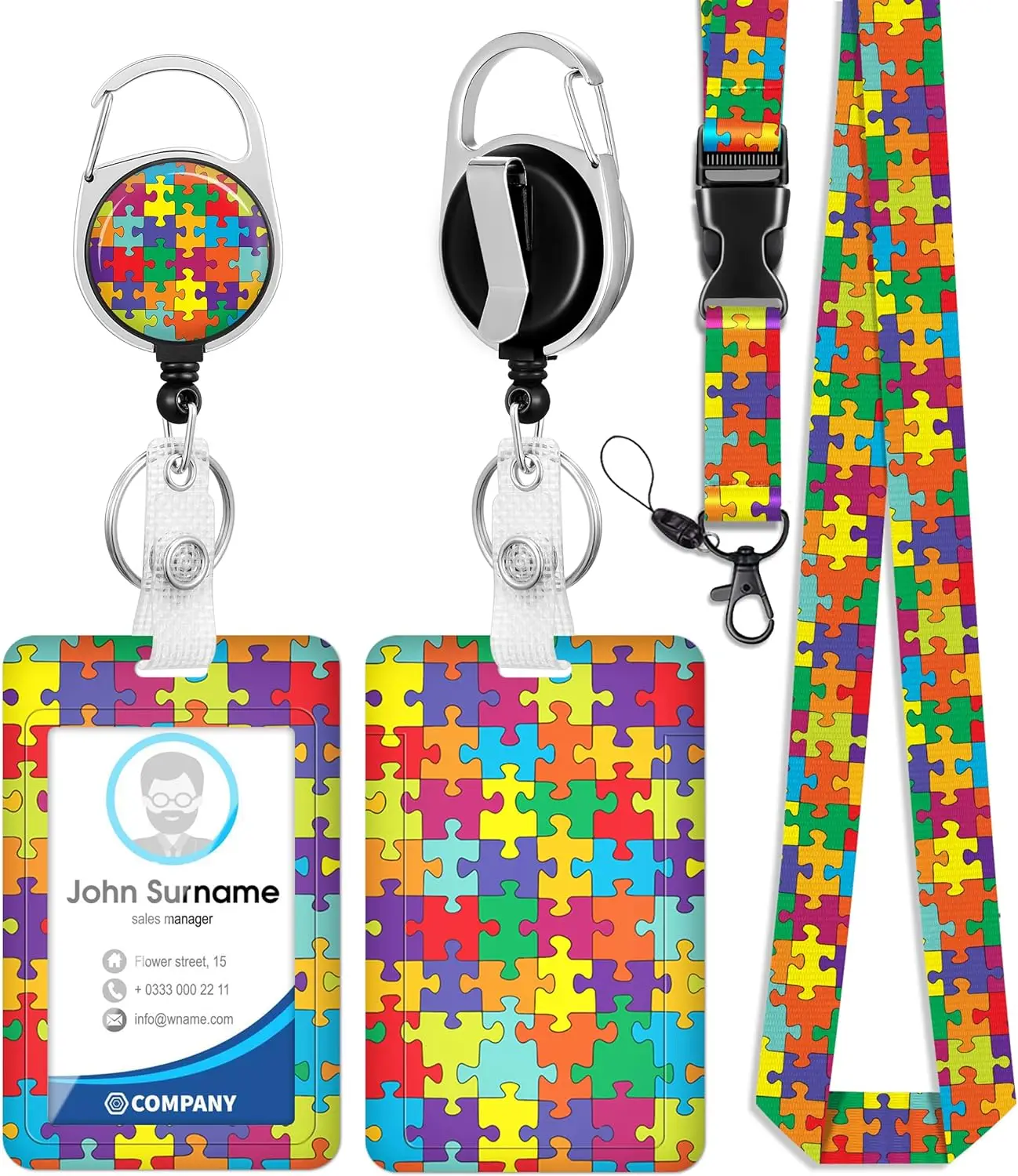 Christmas ID Badge Holder Lanyard Retractable Badge Reel Clip Neck Strap Christmas Lanyard for Keys Holder