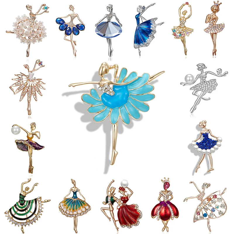 Custom High Quality Ballet dancing girl brooch Jewelry Luxury Brooches For Clothes Rhinestone Brooch Pins For Women