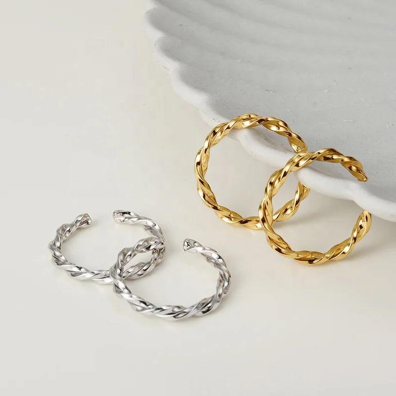 ICEBELA Design Trendy Twist Rings Rhodium Plated Women Fashion Jewelry Minimalist S925 Silver Rings For Girls