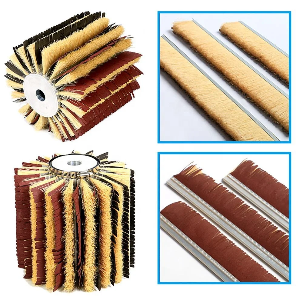 Custom Brush Roller with Sisal Sandpaper Strip Brush Using on Sander Woodworking Machinery for Polishing and Grinding