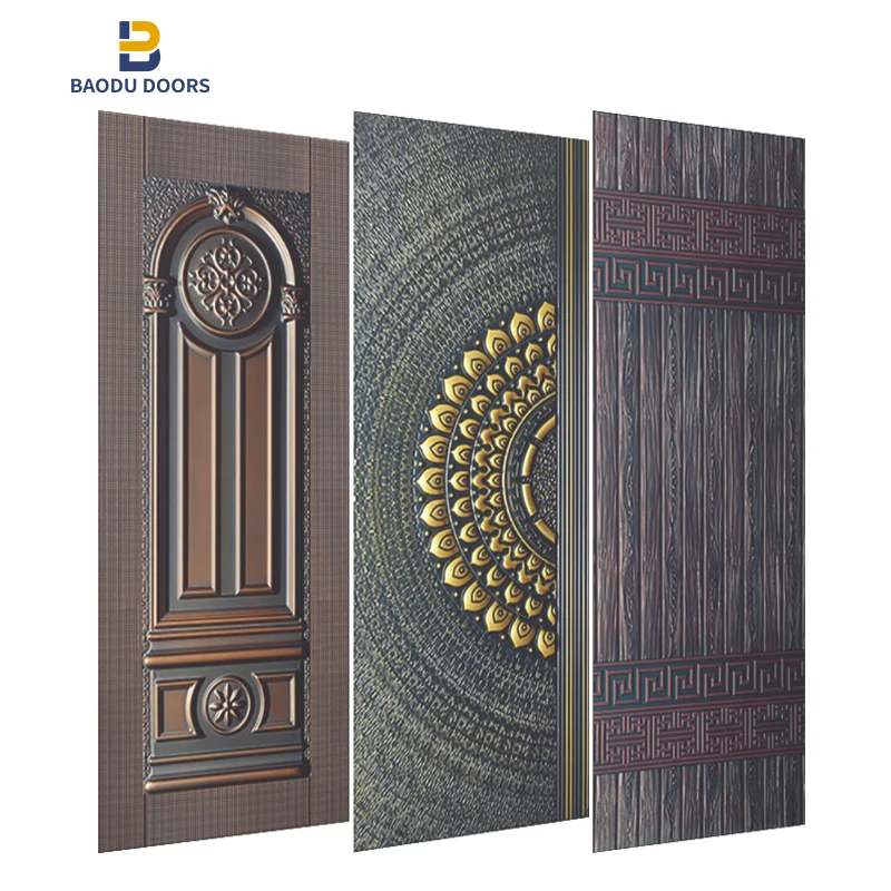 Baodu cast aluminum door skin interior iron sheet price per kg with metal door production line
