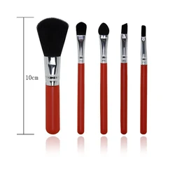 Drop shipping mini 5 piece eye shadow blush brush makeup tool custom face vegan red makeup brush set