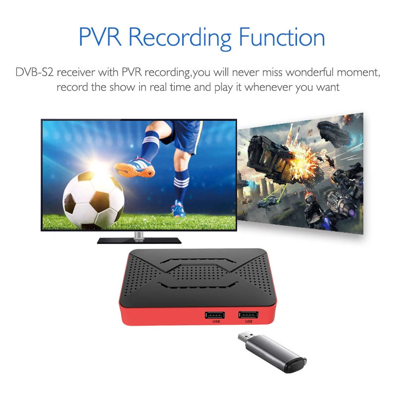 Digital Satellite TV Receiver DVB S2 HEVC 1080P Full HD USB Wifi Dongle