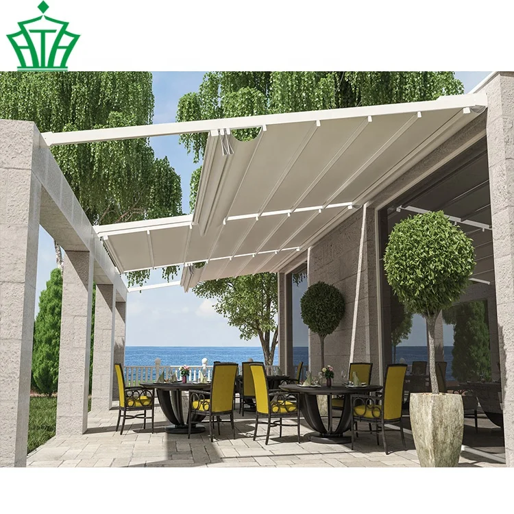 Terrace Motorized Remote Control Retractable Motorized Aluminum Pergola Outdoor Covers