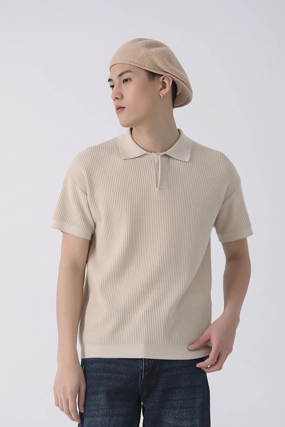 Kingsun OEM ODM Custom LOGO knitwear manufacturers  68% tencel 26%cotton 6%silk summer sweater for men