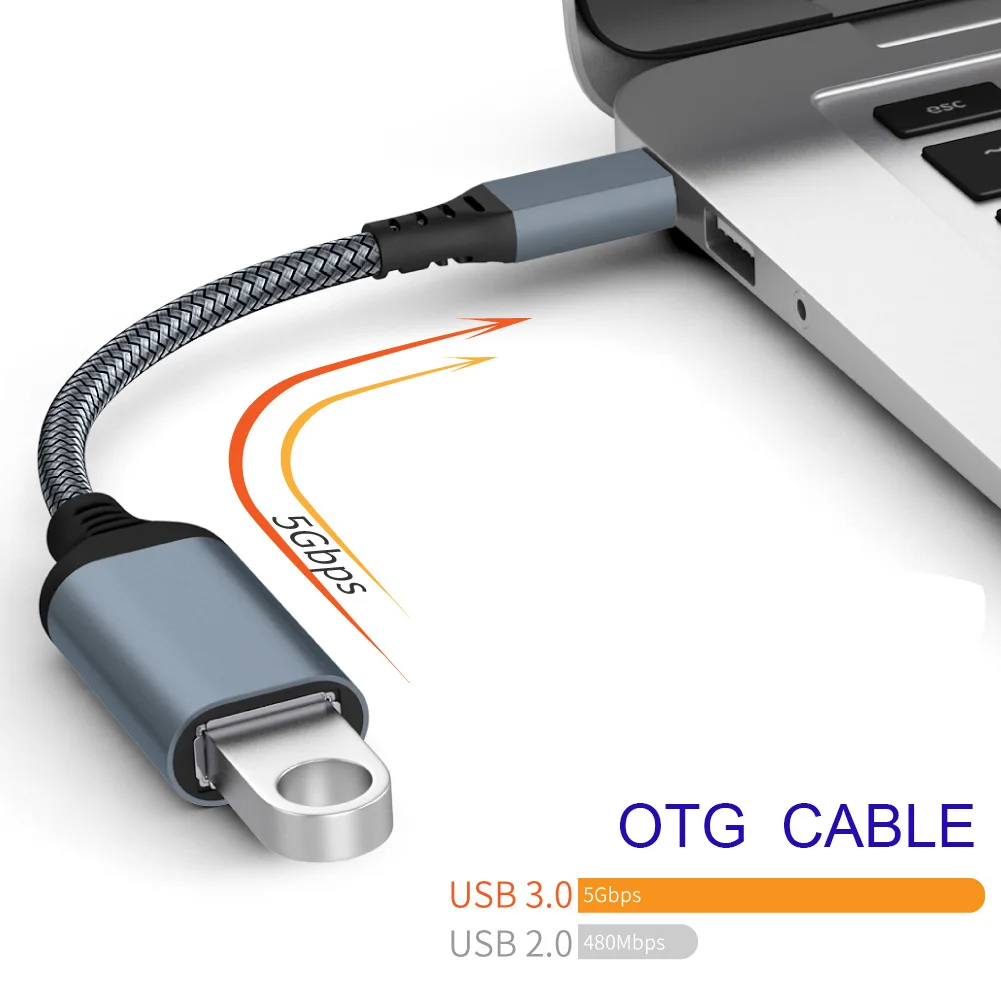 USB C to USB Adapter, Type C 3.0 OTG Cable On The Go Type C Male to USB A Female Adapter Compatible with MacBook