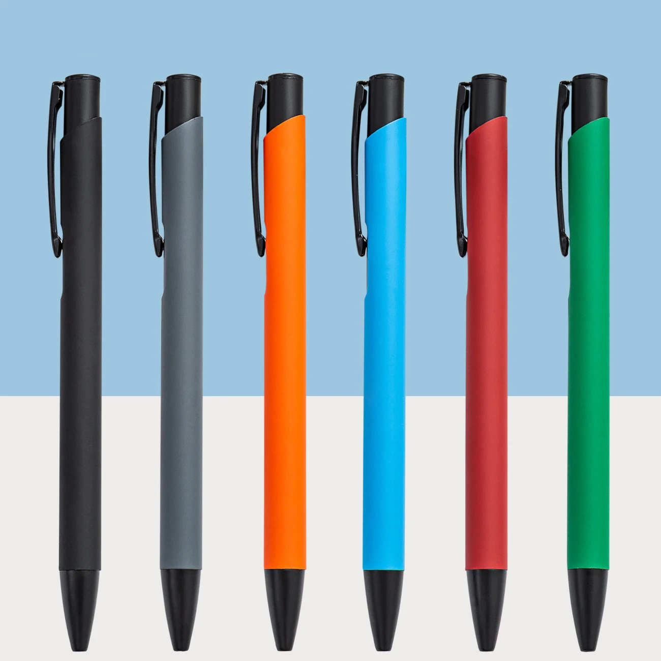 Soft touch matte rubber coated metal pen with custom logo