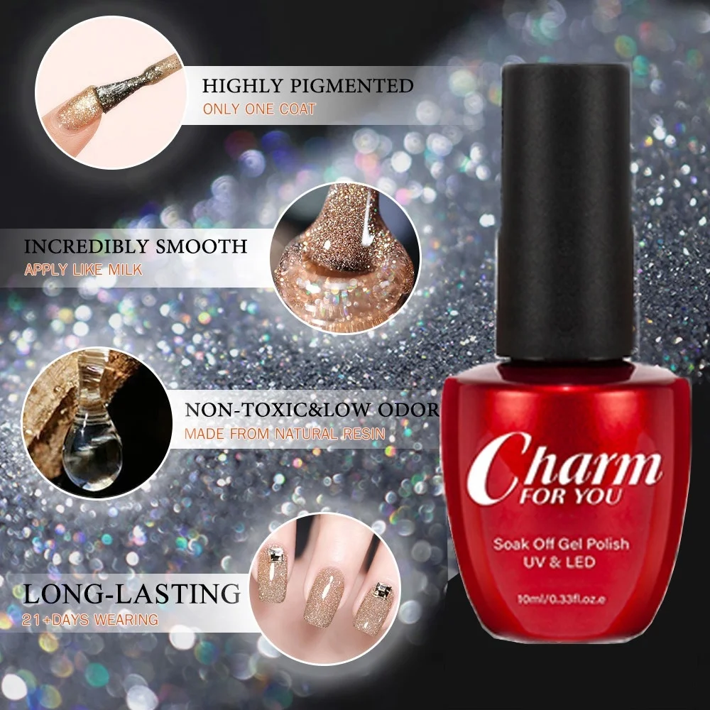 VERONNI Reflective Glitter Gel Nail Polish 10ml Auroras Holographics Effect Soak Off UV Gel for Nails Design Shining Varnish