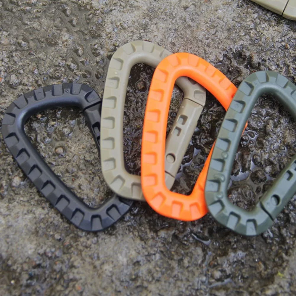 Carabiner Hook High Quality Wholesale Custom Plastic Quality Matte Black Carabiner for Bag Metal Black Grey Orange Camouflage