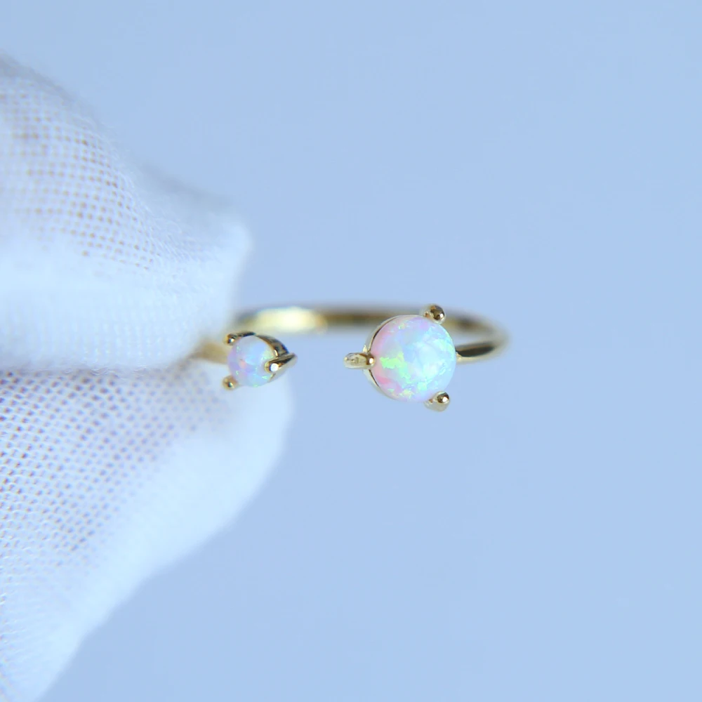 Top Quality 5A CZ White Fire Opal Stone Ring Gold Plated Adjust Open Cz Rings Women Ladies Finger Thin Delicate Ring
