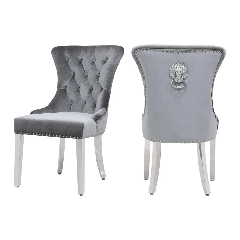 Modern luxury home furniture dinning room chairs stainless steel legs velvet fabric dining chairs