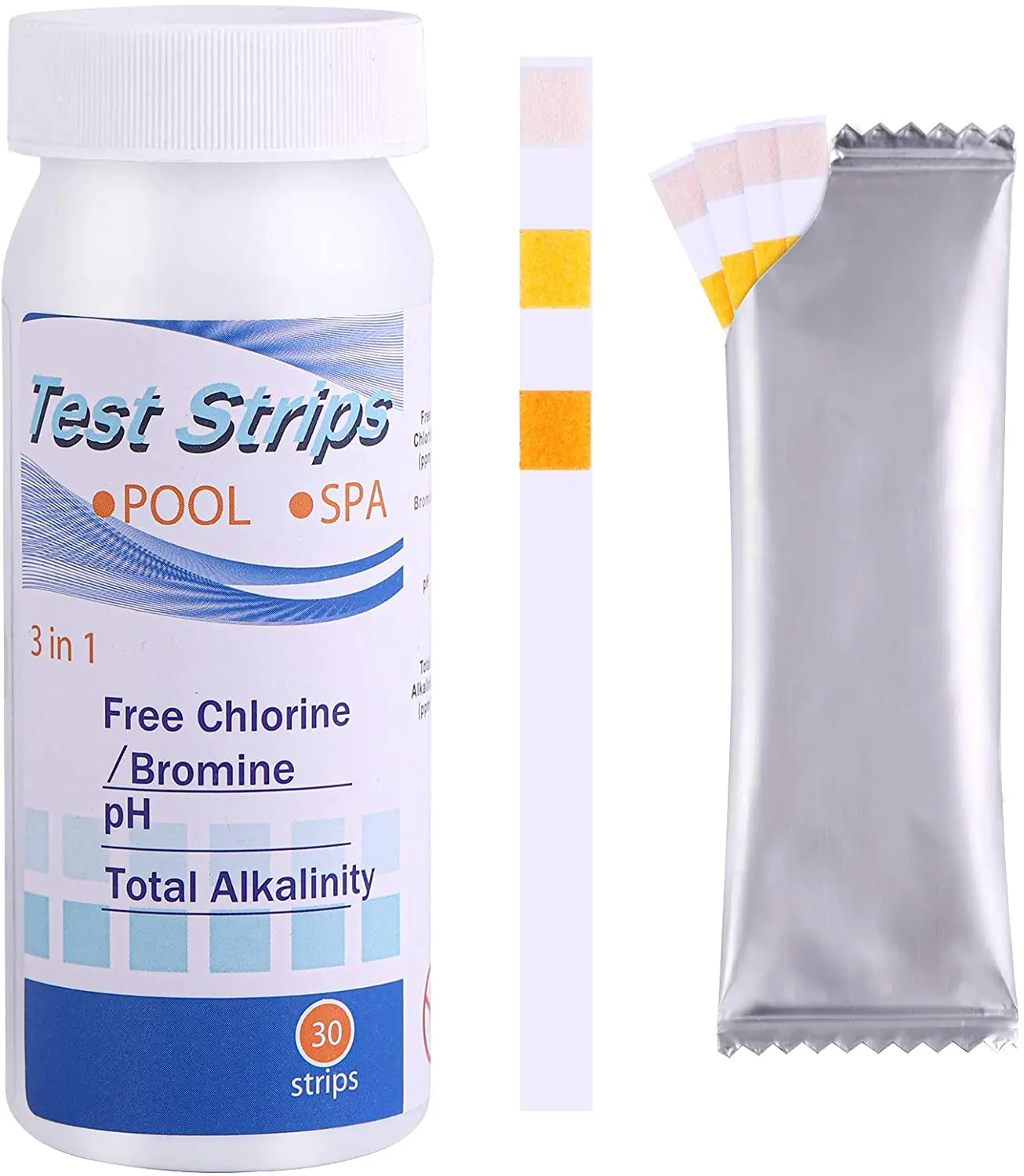 3 in 1  SPA Swimming Pool Hot Tub PH Test Strips for Free Chlorine, pH and Total Alkalinity for Aquarium,50pcs  W-3