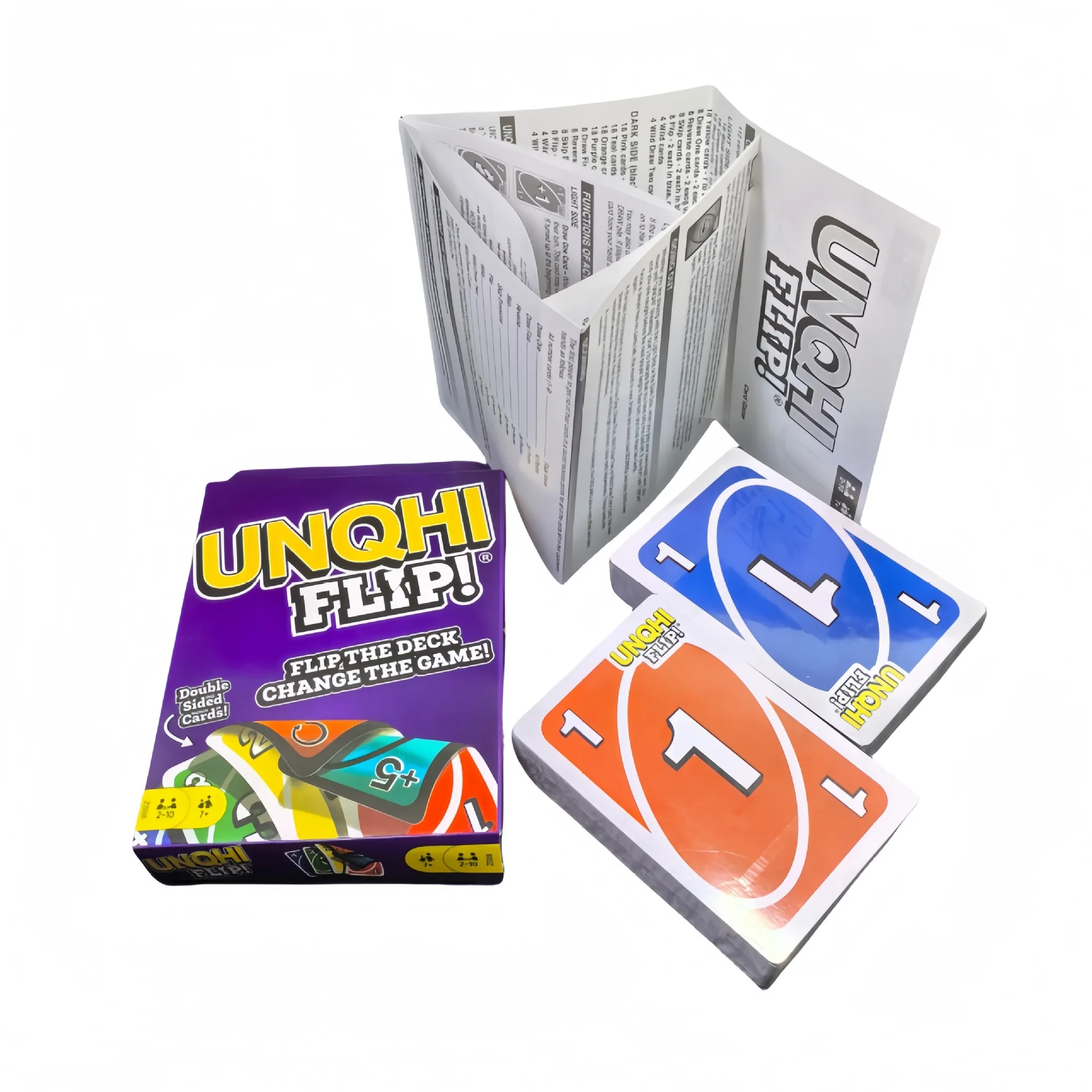 UNQHI игры флип! Семейная карточная игра с 112 картами в прочной банке для хранения делает игру отличной детей от 7 лет и старше