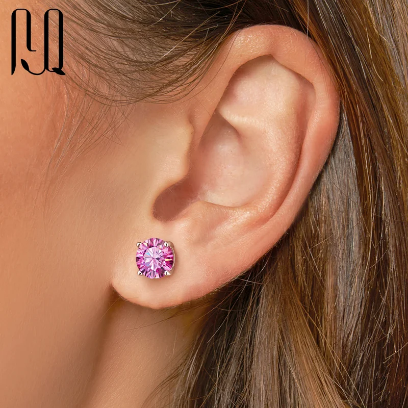 PYQ 3ct 2ct 1ct Women Pink Moissanite Earring Chain With GRA Certificate Gold Plated Earrings Moissanite Luxury Earrings