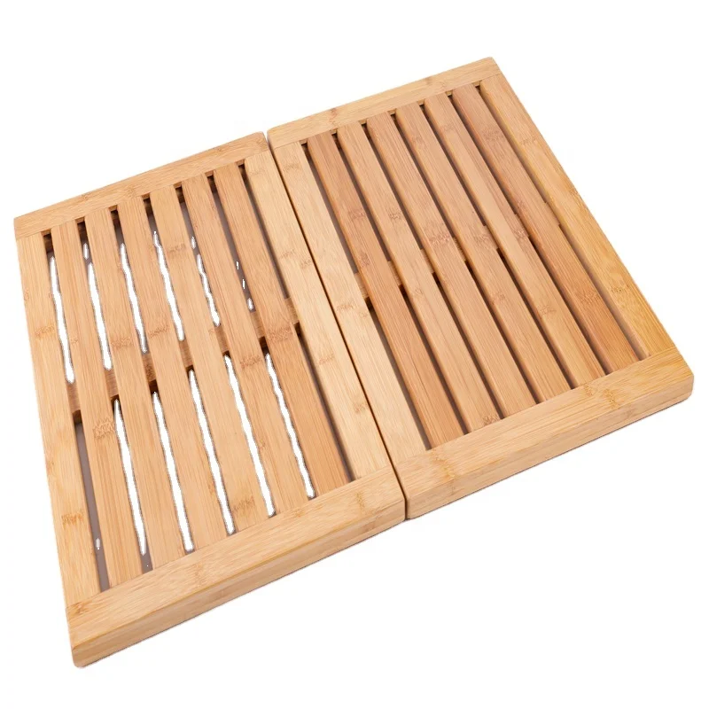 
Bamboo Bathroom Shower Mat Foldable Non-Slip Bath Mat 